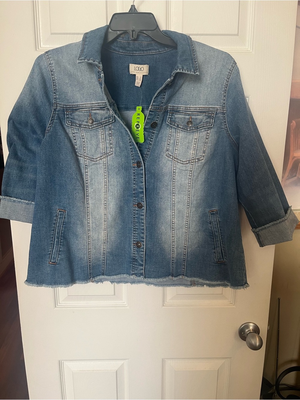 LOGO by Lori Goldstein Medium Blue Denim Jean Jacket Size 16